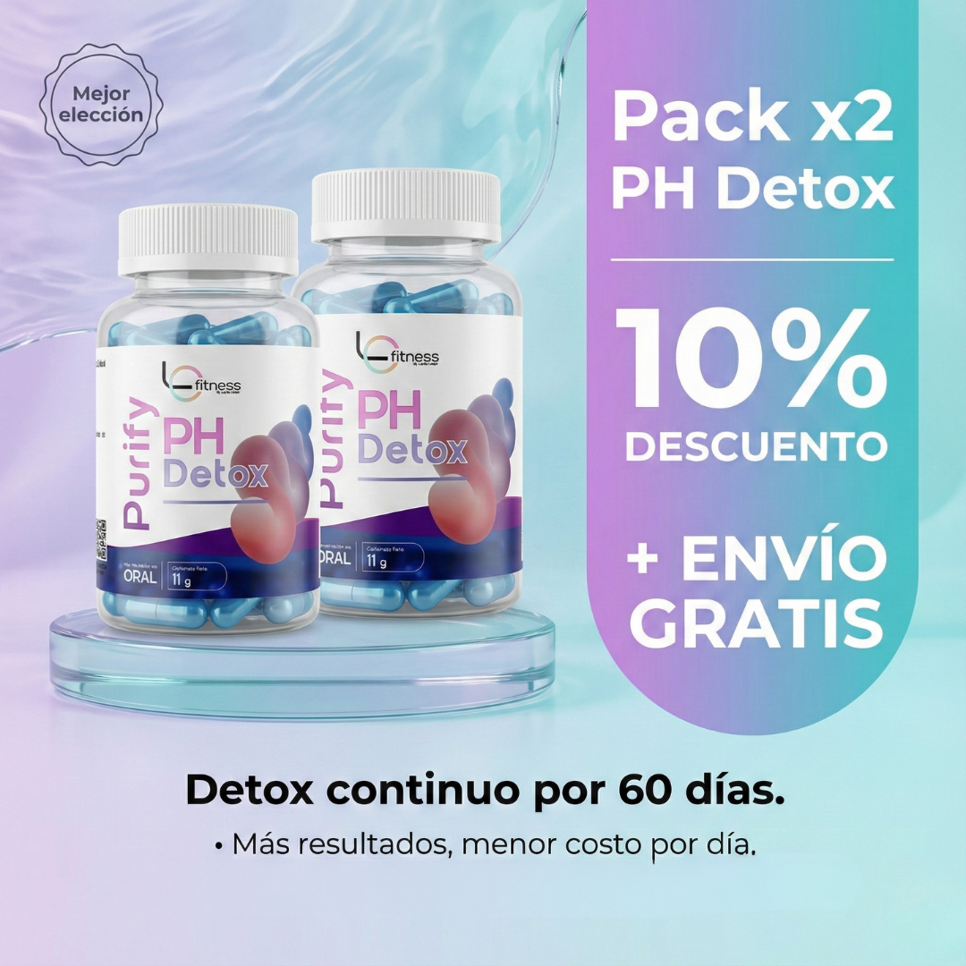 PH Detox Purify: detox suave de 30 días para reducir carga tóxica, hinchazón y cansancio, sin maratones al baño.