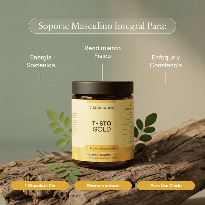 T-sto Gold Precursor de testosterona x60 cápsulas:  apoya el equilibrio hormonal y la vitalidad masculina
