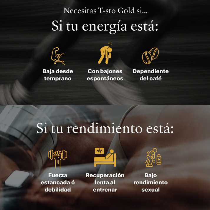T-sto Gold Precursor de testosterona x60 cápsulas:  apoya el equilibrio hormonal y la vitalidad masculina