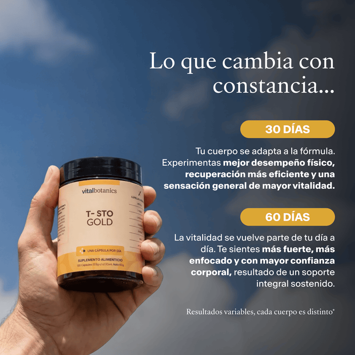 T-sto Gold Precursor de testosterona x60 cápsulas:  apoya el equilibrio hormonal y la vitalidad masculina