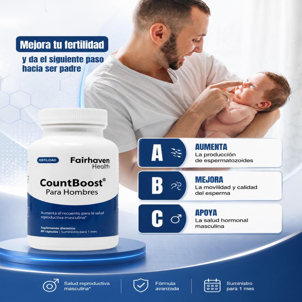 CountBoost suplemento x60 cápsulas para la fertilidad en hombres - Aumenta tu nivel de esperma y mejora tu salud reproductiva