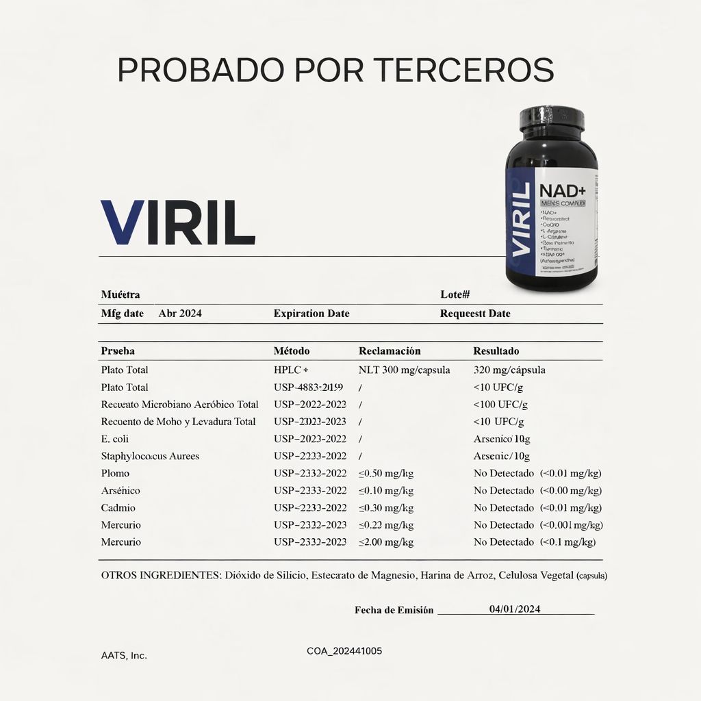 NAD+ VIRIL para hombres x60 cápsulas – Recupera tu firmeza y rendimiento sexual