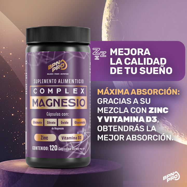 Magnesio Complex | Complejo de 4 magnesios para disminuir el estrés, el insomnio y el cansancio