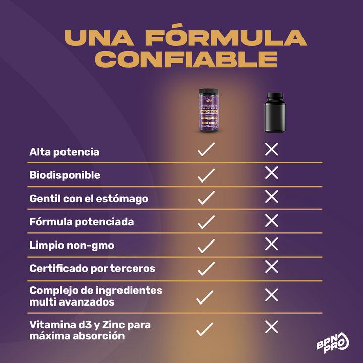 Magnesio Complex | Complejo de 4 magnesios para disminuir el estrés, el insomnio y el cansancio