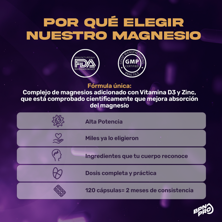 Magnesio Complex | Complejo de 4 magnesios para disminuir el estrés, el insomnio y el cansancio