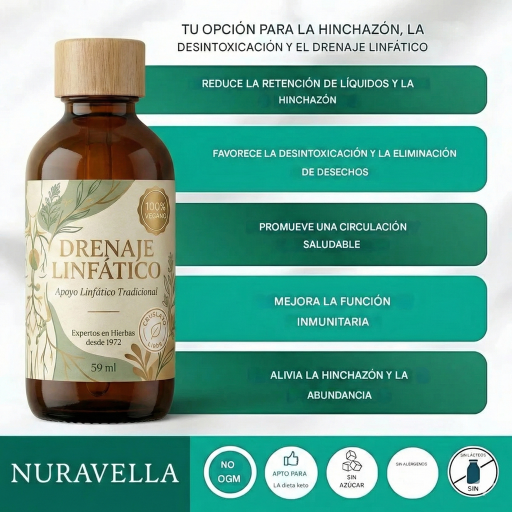 Gotas Detox de drenaje linfático con extractos naturales - Baja de peso rápidamente desintoxicando tu organismo