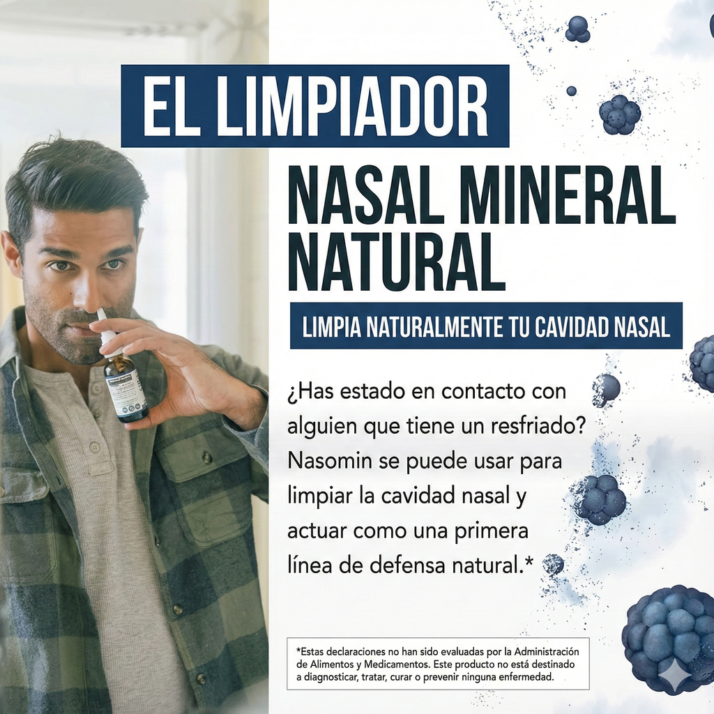 Nasomin Spray - Limpiador antiséptico con yodo para desinfectar tu nariz de gérmenes (Más de 150 usos por botella)