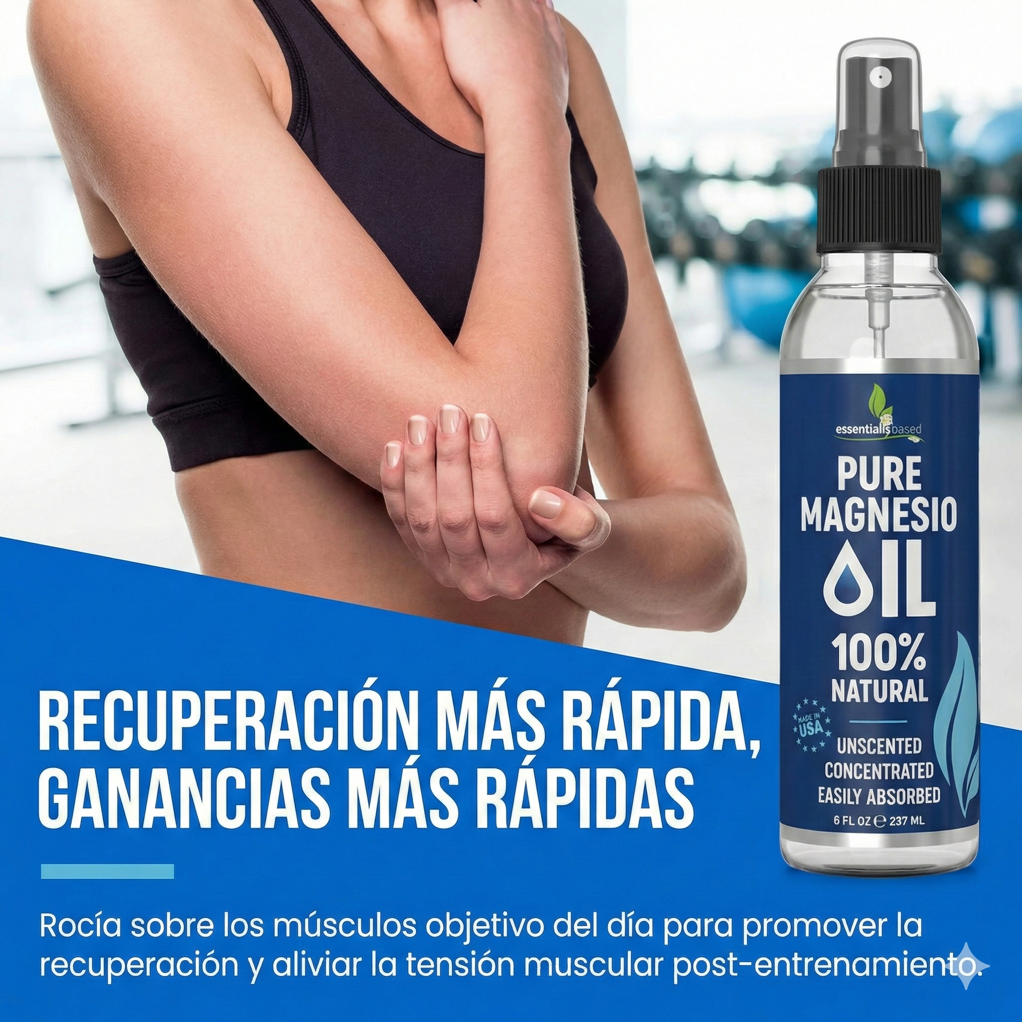 Spray de Aceite de Magnesio puro - Alivia el dolor articular producido por artritis, artrosis o lesiones