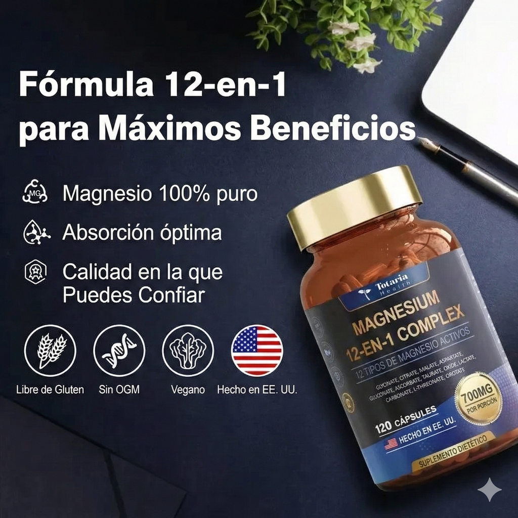 Complejo de magnesio 12 en 1 x120 cápsulas - Estabiliza tu cuerpo de adentro hacia afuera