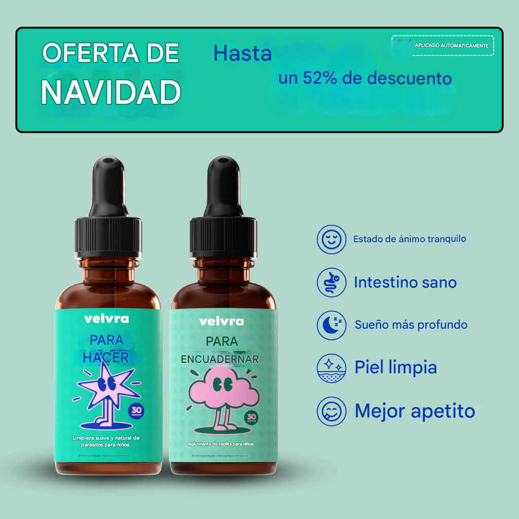 Kit de limpieza completa Velvra - En 30 días elimina los parásitos y toxinas ocultos que alteran el intestino de su hijo