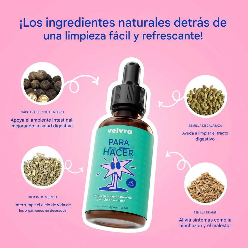 Kit de limpieza completa Velvra - En 30 días elimina los parásitos y toxinas ocultos que alteran el intestino de su hijo