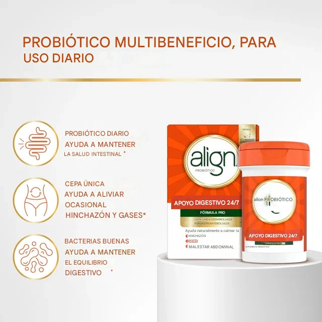 Algin Probiótico fórmula profesional x63 cápsulas para la salud digestiva - Alivia la hinchazón y los gases