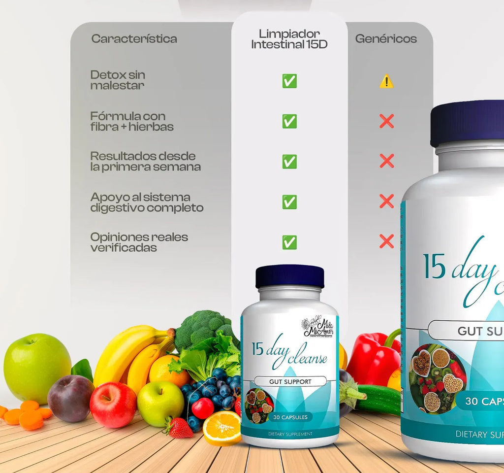 15 Days Cleanse x30 cápsulas – Detox de limpieza total de tu sistema digestivo para aliviar malestares