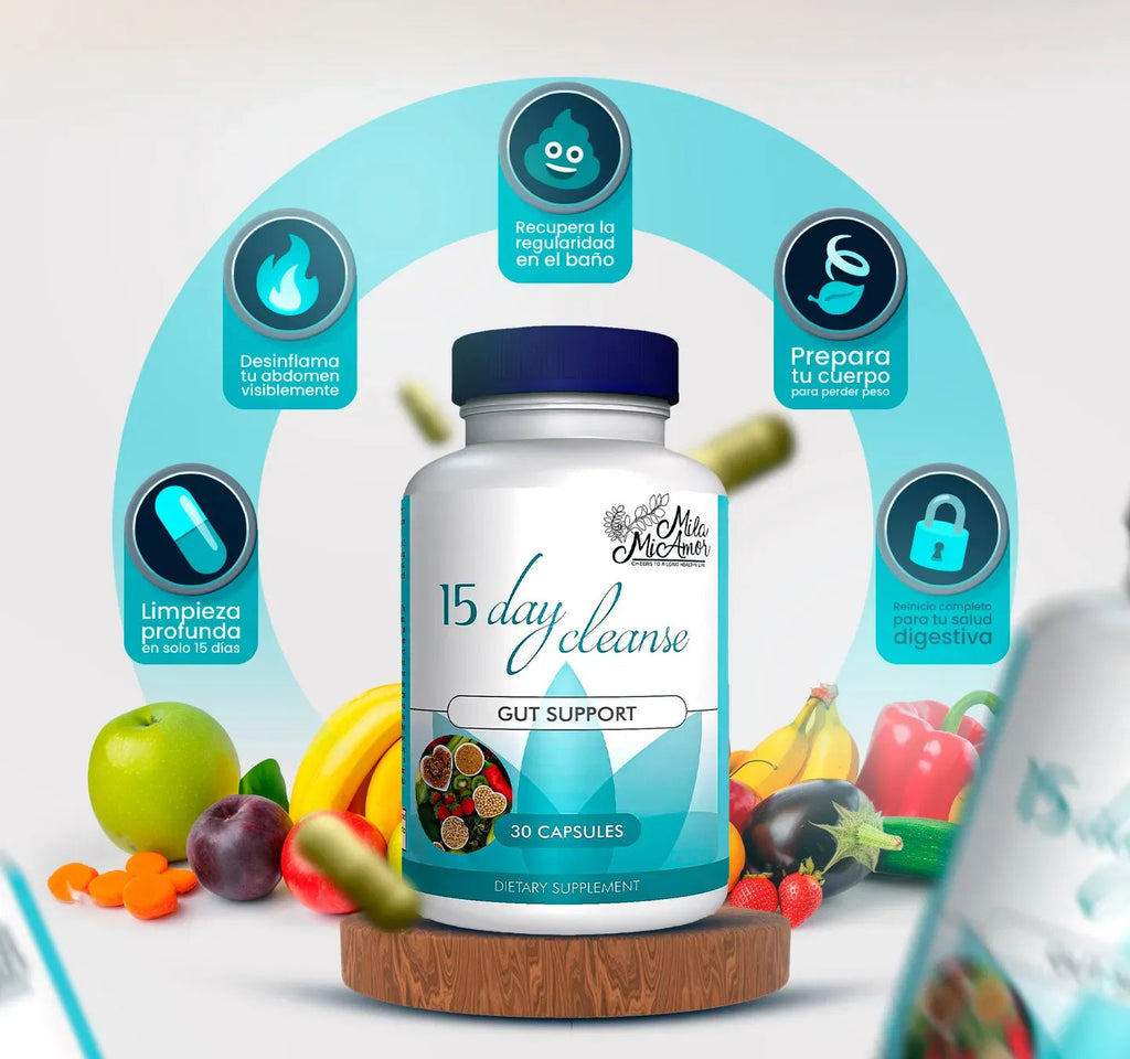 15 Days Cleanse x30 cápsulas – Detox de limpieza total de tu sistema digestivo para aliviar malestares
