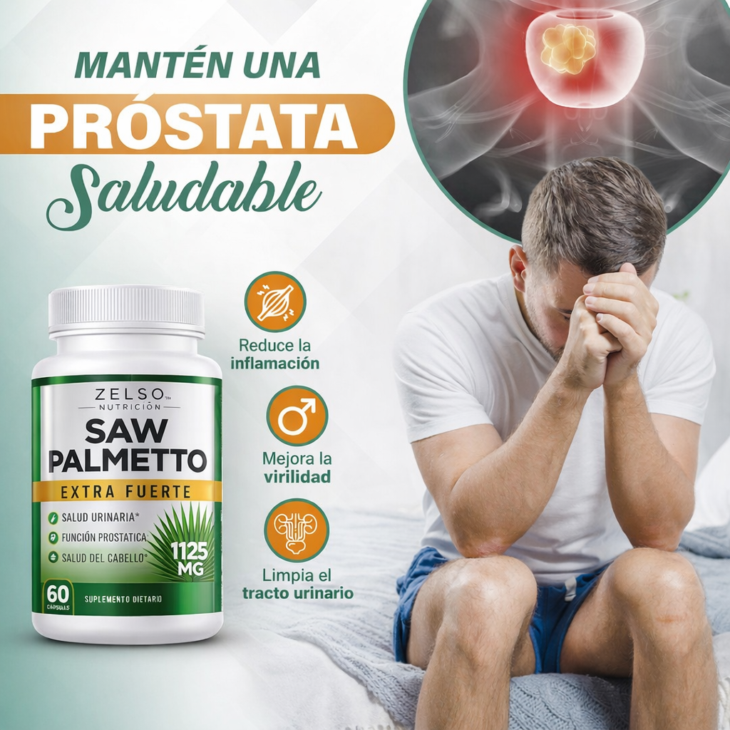 Palmetto X60 cápsulas - Complejo prostático 3 en 1 para desinflamar la próstata y mejorar sus síntomas
